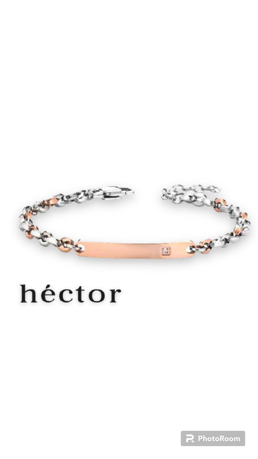 Bracciale bicolor con piastra rosè e zircone bianco